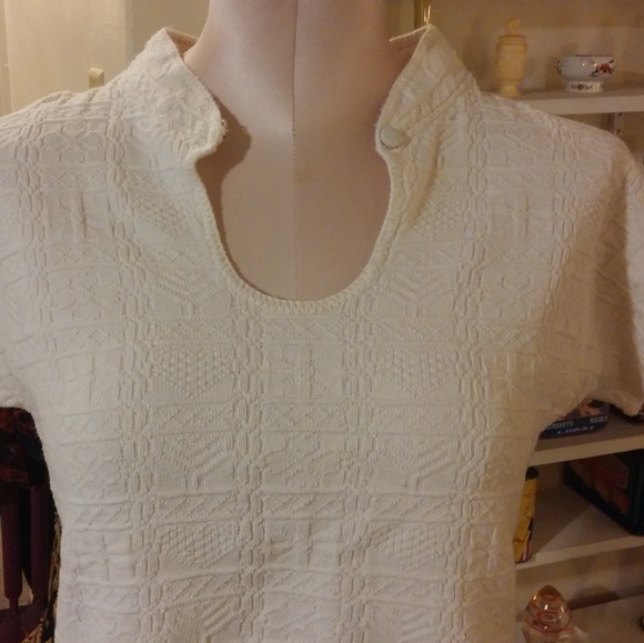 Vintage Jacquard Top Short Sleeve Shirt - Picture 3 of 6